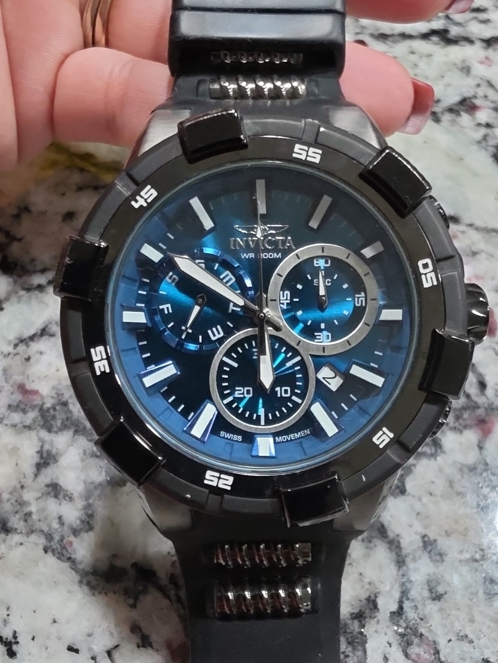 Invicta Blue and Black Chronograph Sport Watch